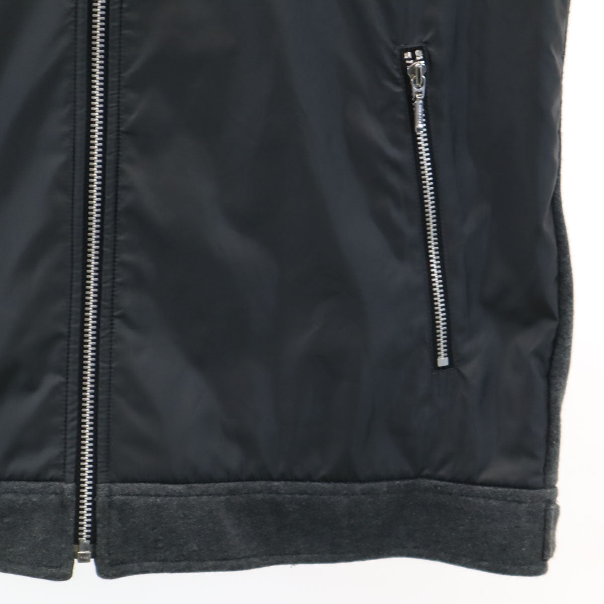 BURBERRY BLACK LABEL バーバリーブラックレーベル スウェット切替 シングルライダースジャケット 2 チャコールグレー 三陽商会 ブルゾン メンズ
