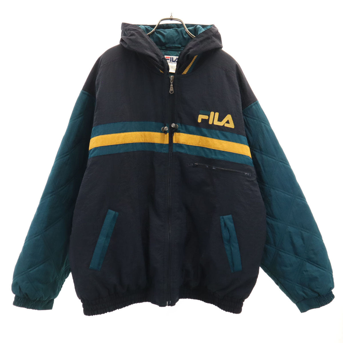 FILA フィラ 90s オールド バックロゴ 中綿ジャケット XL ブラック メンズ