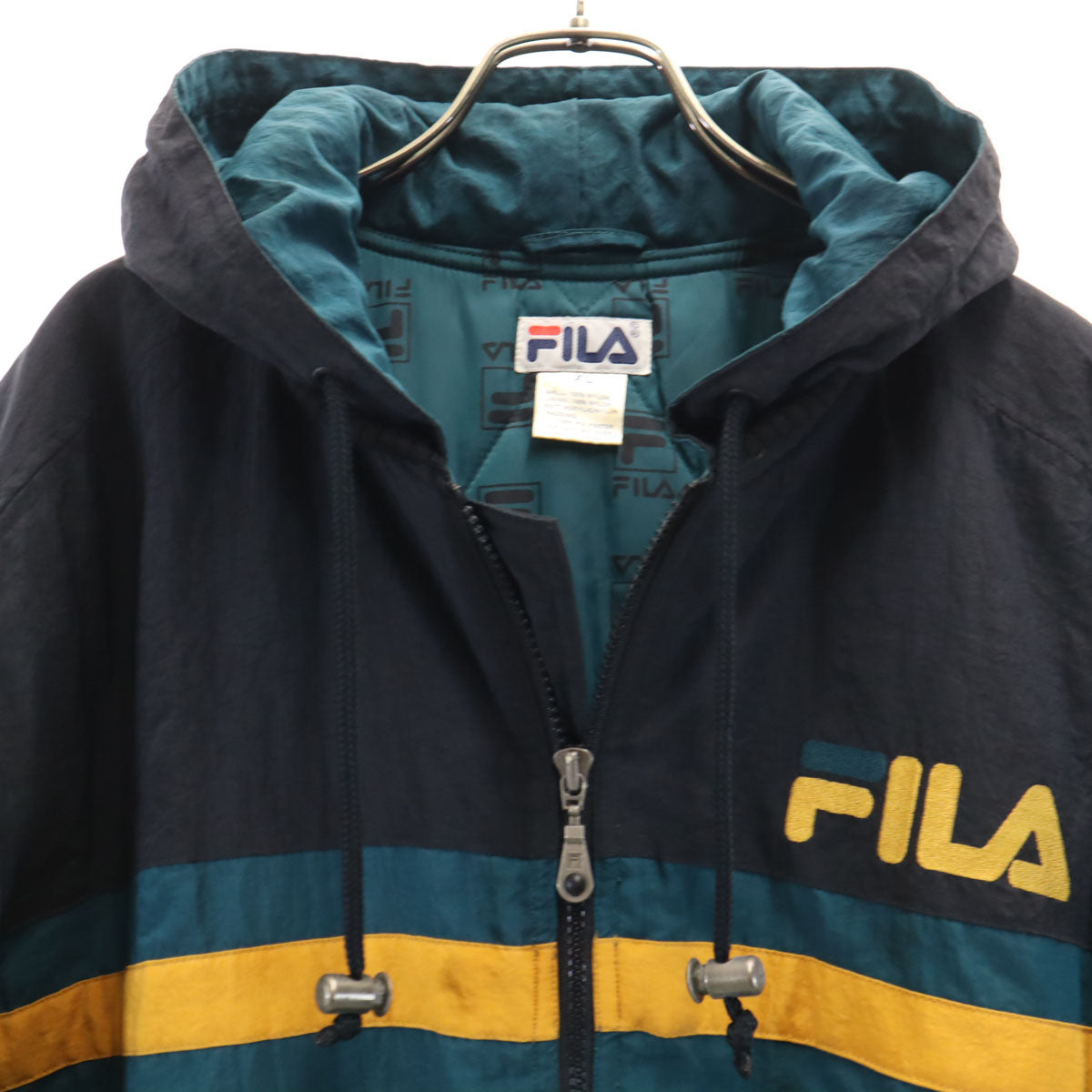 FILA フィラ 90s オールド バックロゴ 中綿ジャケット XL ブラック メンズ