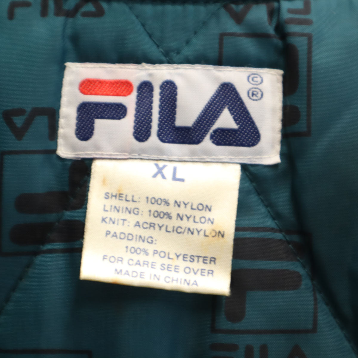 FILA フィラ 90s オールド バックロゴ 中綿ジャケット XL ブラック メンズ