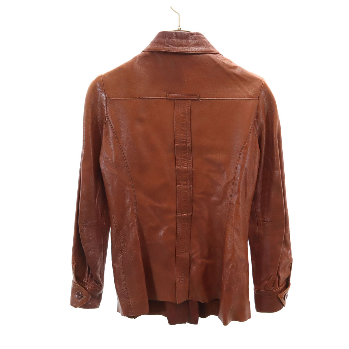 CREZCO クレゼン 70s フランス製 ヴィンテージ 長袖 レザー シャツ 36 ブラウン レディース