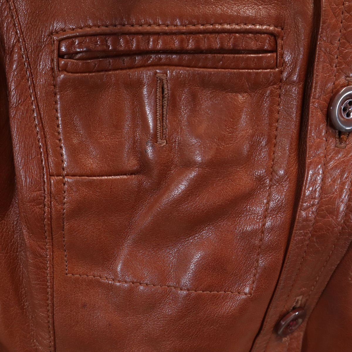 CREZCO クレゼン 70s フランス製 ヴィンテージ 長袖 レザー シャツ 36 ブラウン レディース