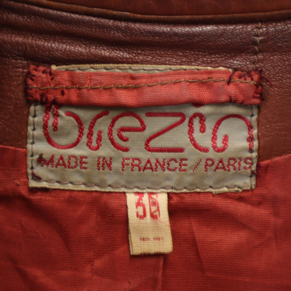 CREZCO クレゼン 70s フランス製 ヴィンテージ 長袖 レザー シャツ 36 ブラウン レディース