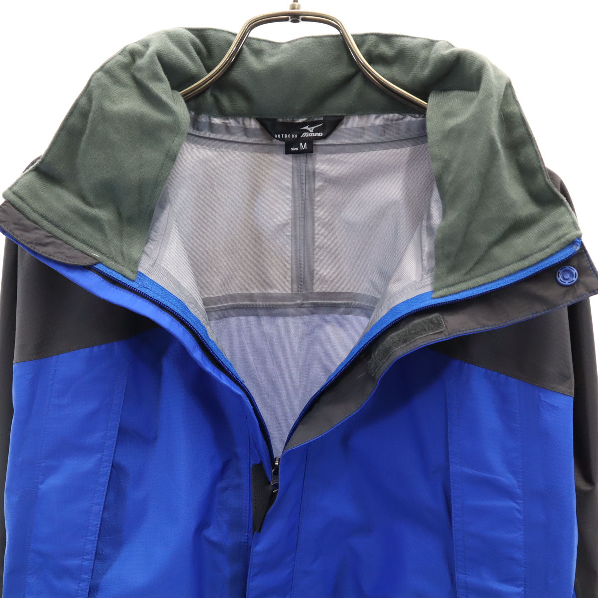 美品 Mizuno ミズノ レインジャケット 上下 セットアップ M ブルー系 収納袋付き メンズ