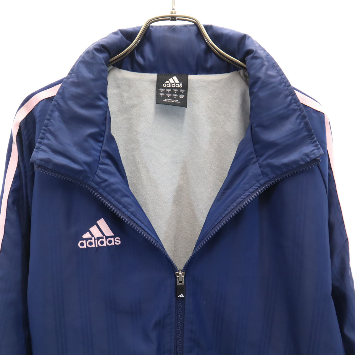 adidas アディダス ストライプ柄 トレーニング ウインドブレーカー 上下 セットアップ M ネイビー 裏トリコット 3ライン メンズ