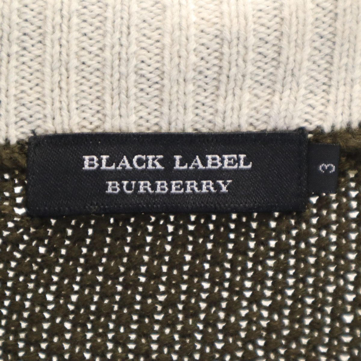 BURBERRY BLACK LABEL バーバリーブラックレーベル 長袖 ニットカーディガン 3 カーキ 三陽商会 メンズ