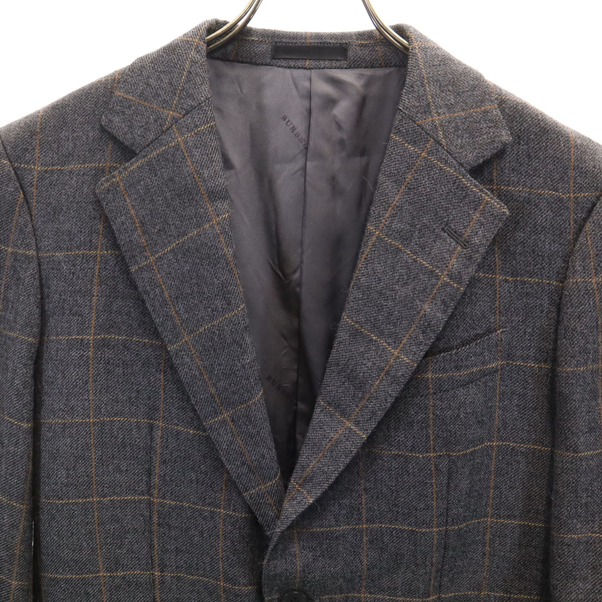 BURBERRY LONDON バーバリーロンドン 日本製 アルパカ チェック柄 テーラードジャケット AB3 チャコールグレー 三陽商会 メンズ