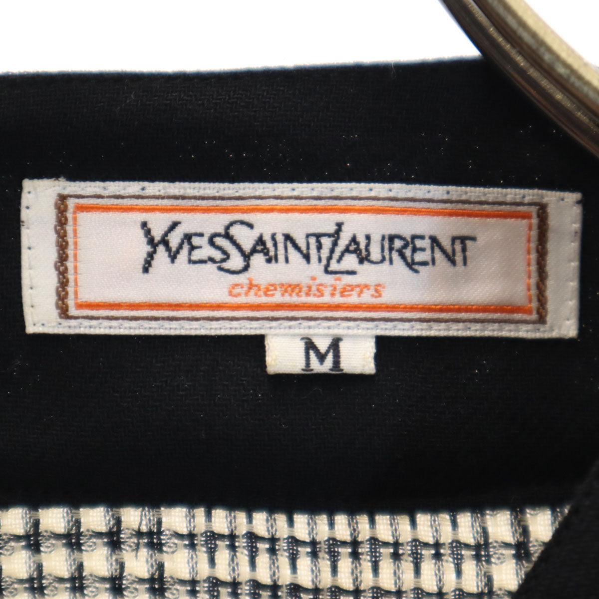 YVES SAINT LAURENT イヴサンローラン 80s 90s オールド グレンチェック柄 長袖 ブラウス 上下 セットアップ M ベージュ レディース
