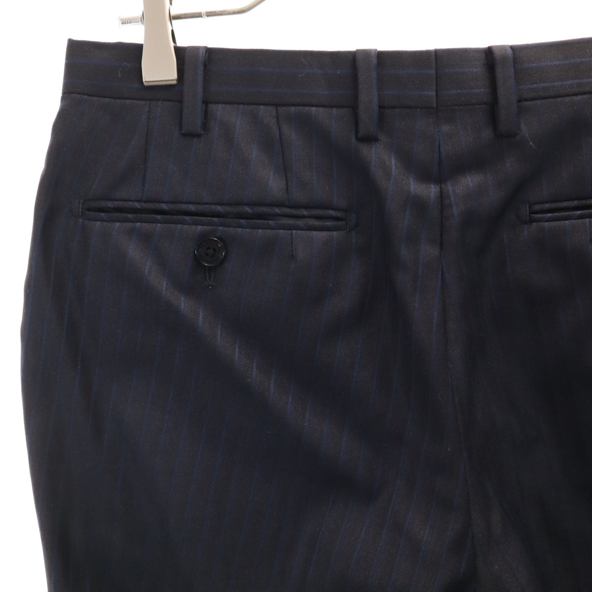 BLACK LABEL CRESTBRIDGE ブラックレーベルクレストブリッジ 日本製 ストライプ柄 スーツ 上下 セットアップ 38R ブラック 三陽商会 メンズ