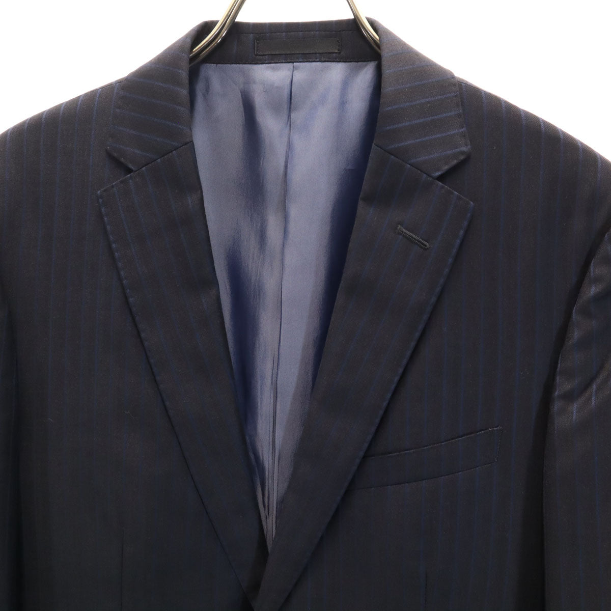 BLACK LABEL CRESTBRIDGE ブラックレーベルクレストブリッジ 日本製 ストライプ柄 スーツ 上下 セットアップ 38R ブラック 三陽商会 メンズ