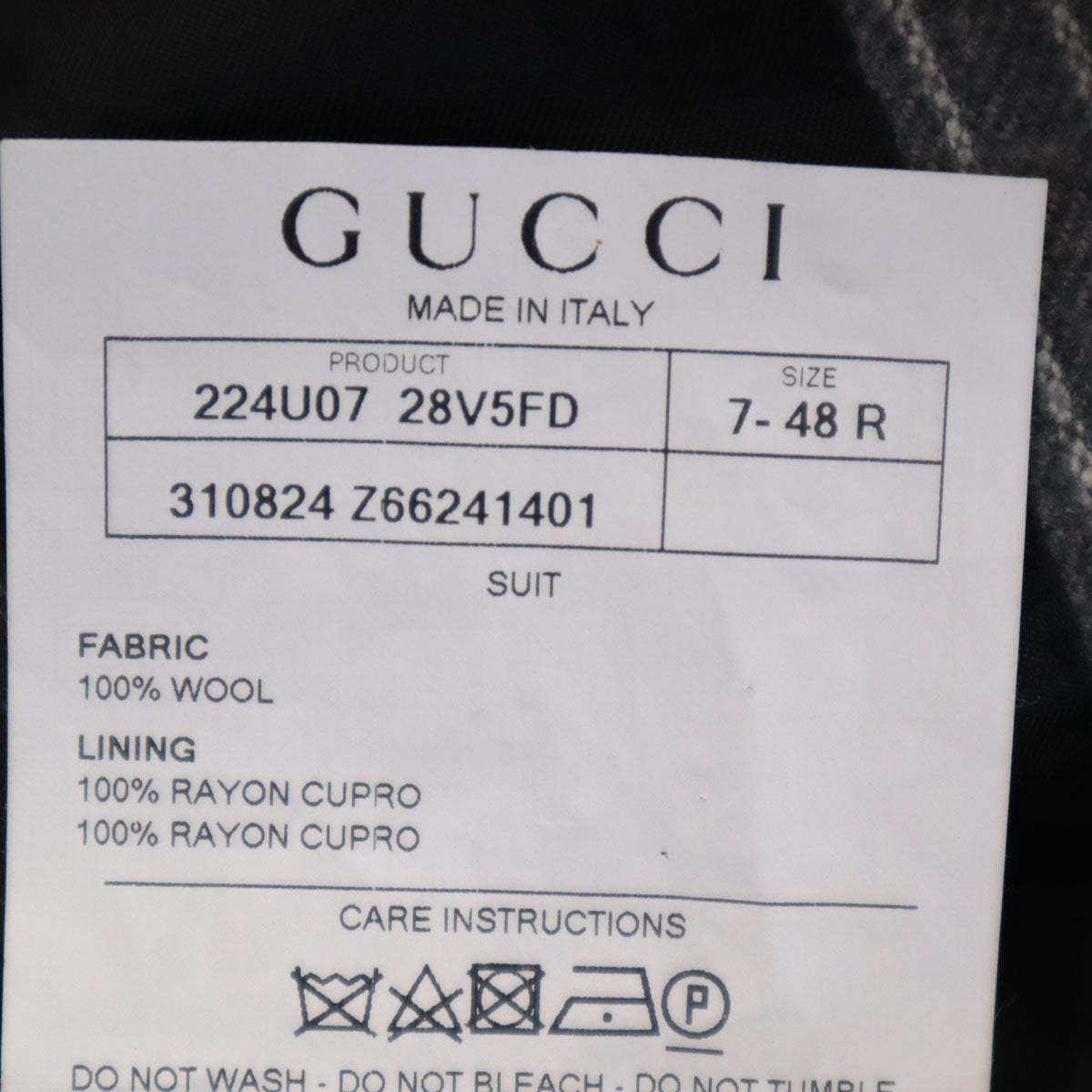 未使用 GUCCI グッチ イタリア製 ストライプ柄 スーツ 上下 セットアップ 48 グレー 28V5FD メンズ