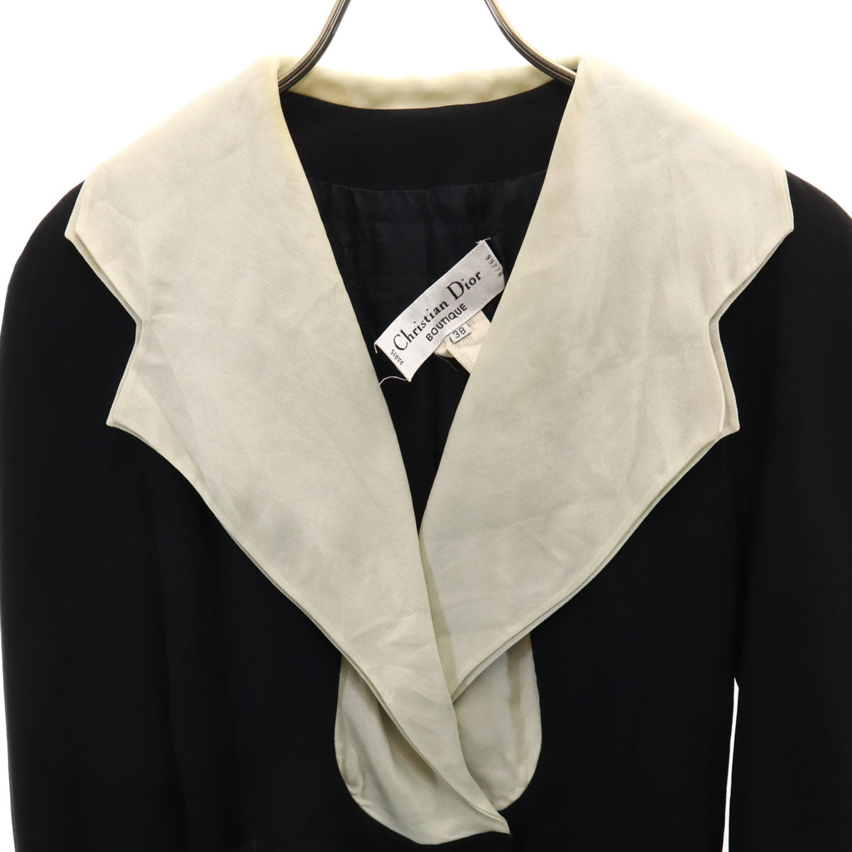 Christian Dior クリスチャンディオール 80s フランス製 ヴィンテージ 長袖 ジャケット 38 ブラック レディース