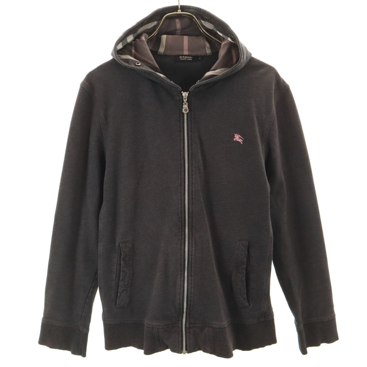 BURBERRY BLACK LABEL バーバリーブラックレーベル 長袖 ジップパーカー 3 グレー^ 三陽商会 メンズ