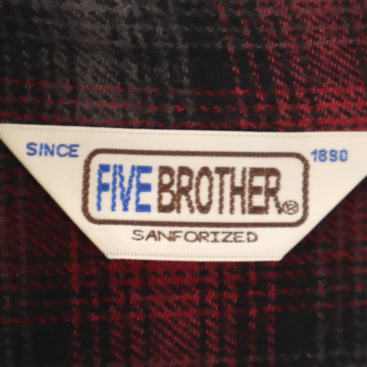 FIVE BROTHER ファイブブラザー チェック柄 長袖 ネルシャツ M ワインレッド メンズ