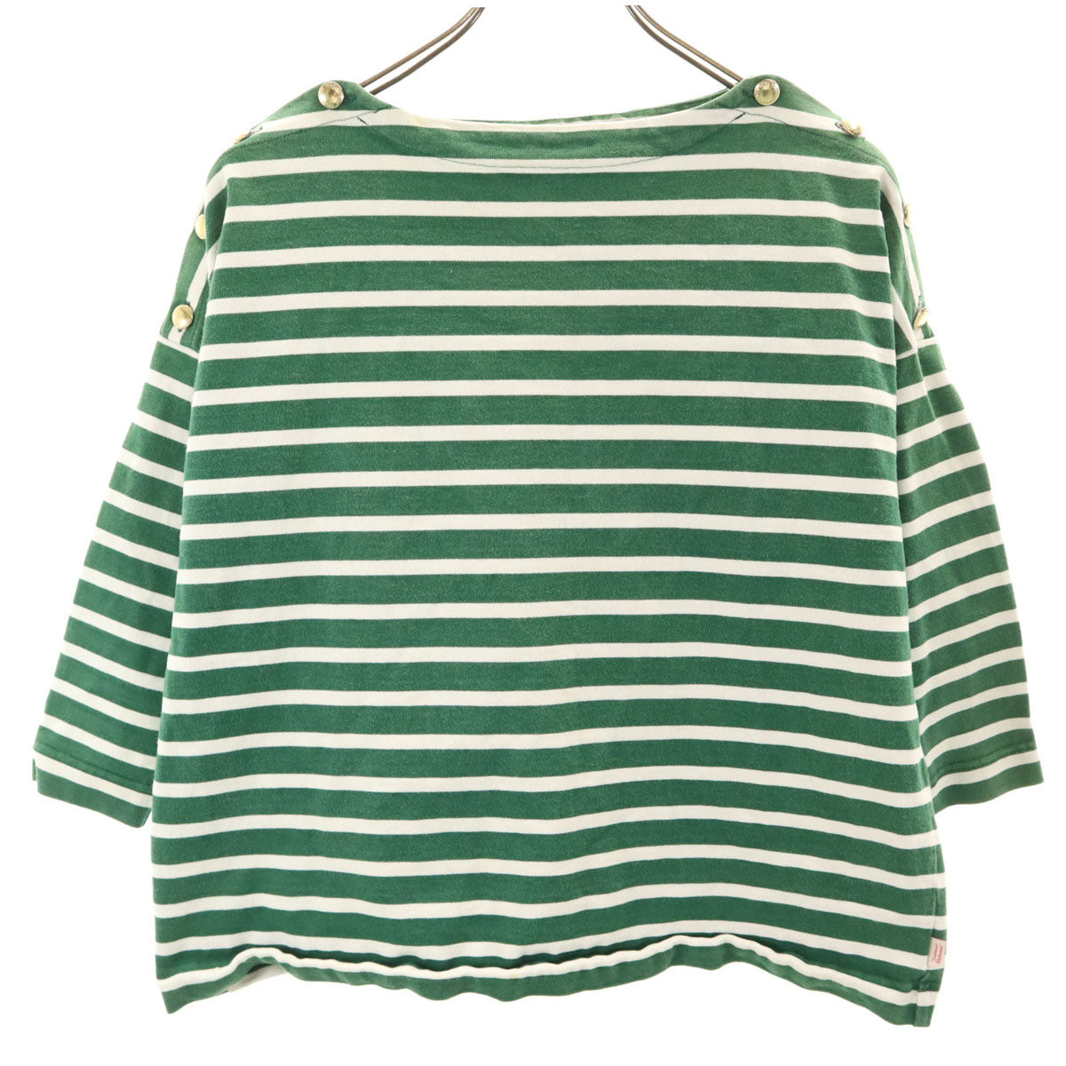 MACKINTOSH PHILOSOPHY マッキントッシュフィロソフィー ボーダー柄 7分袖 ボートネック バスクシャツ S グリーン レディース
