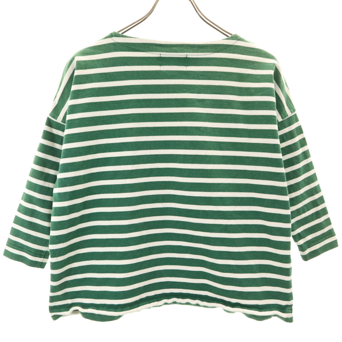MACKINTOSH PHILOSOPHY マッキントッシュフィロソフィー ボーダー柄 7分袖 ボートネック バスクシャツ S グリーン レディース
