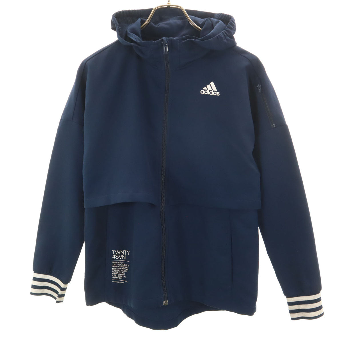 adidas アディダス トレーニング 長袖 ジップパーカー L ネイビー レディース