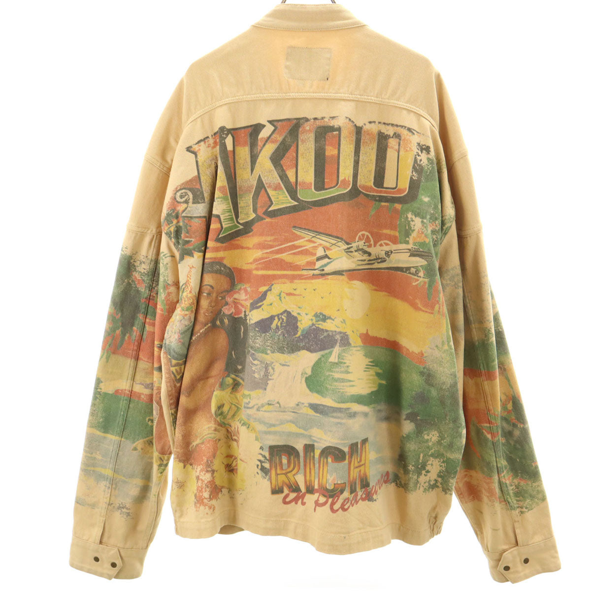 AKOO バックプリント ジャケット 5XL ベージュ系 ビックサイズ ハワイアン メンズ