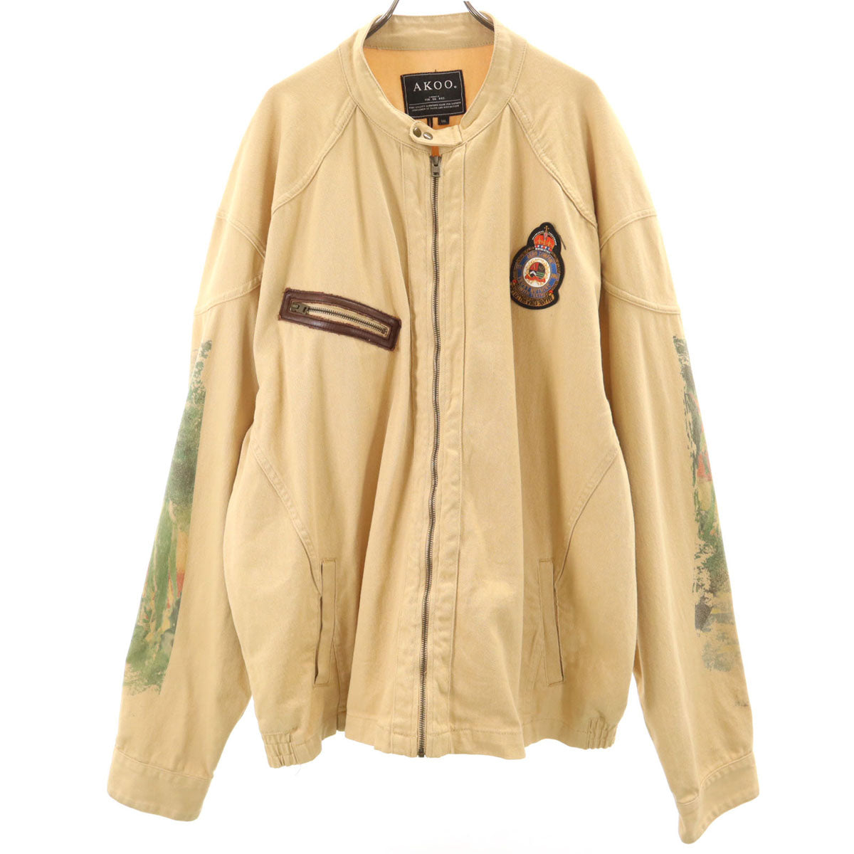 AKOO バックプリント ジャケット 5XL ベージュ系 ビックサイズ ハワイアン メンズ