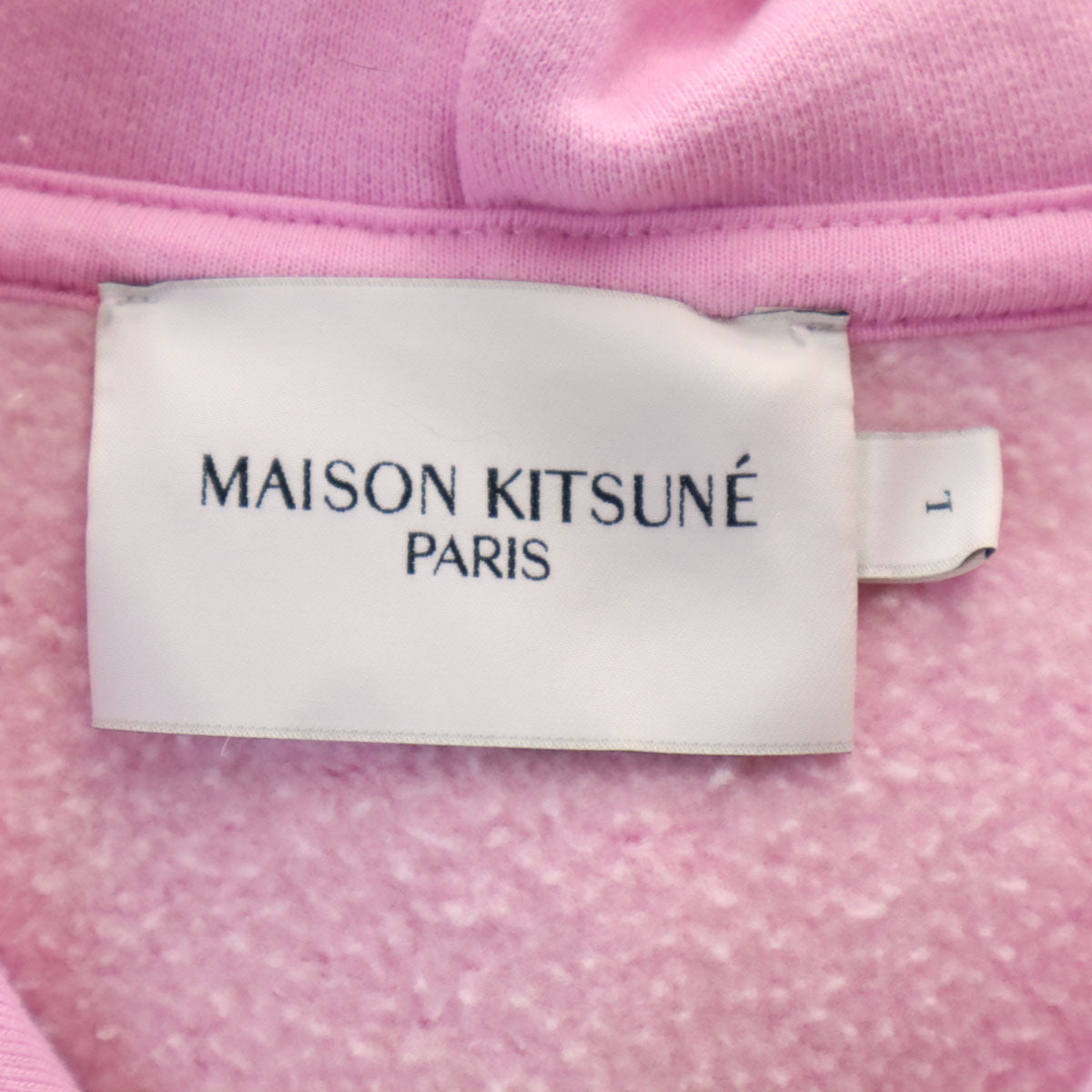 MAISON KITSUNE メゾンキツネ ポルトガル製 長袖 スウェットパーカー L ピンク 裏起毛 メンズ