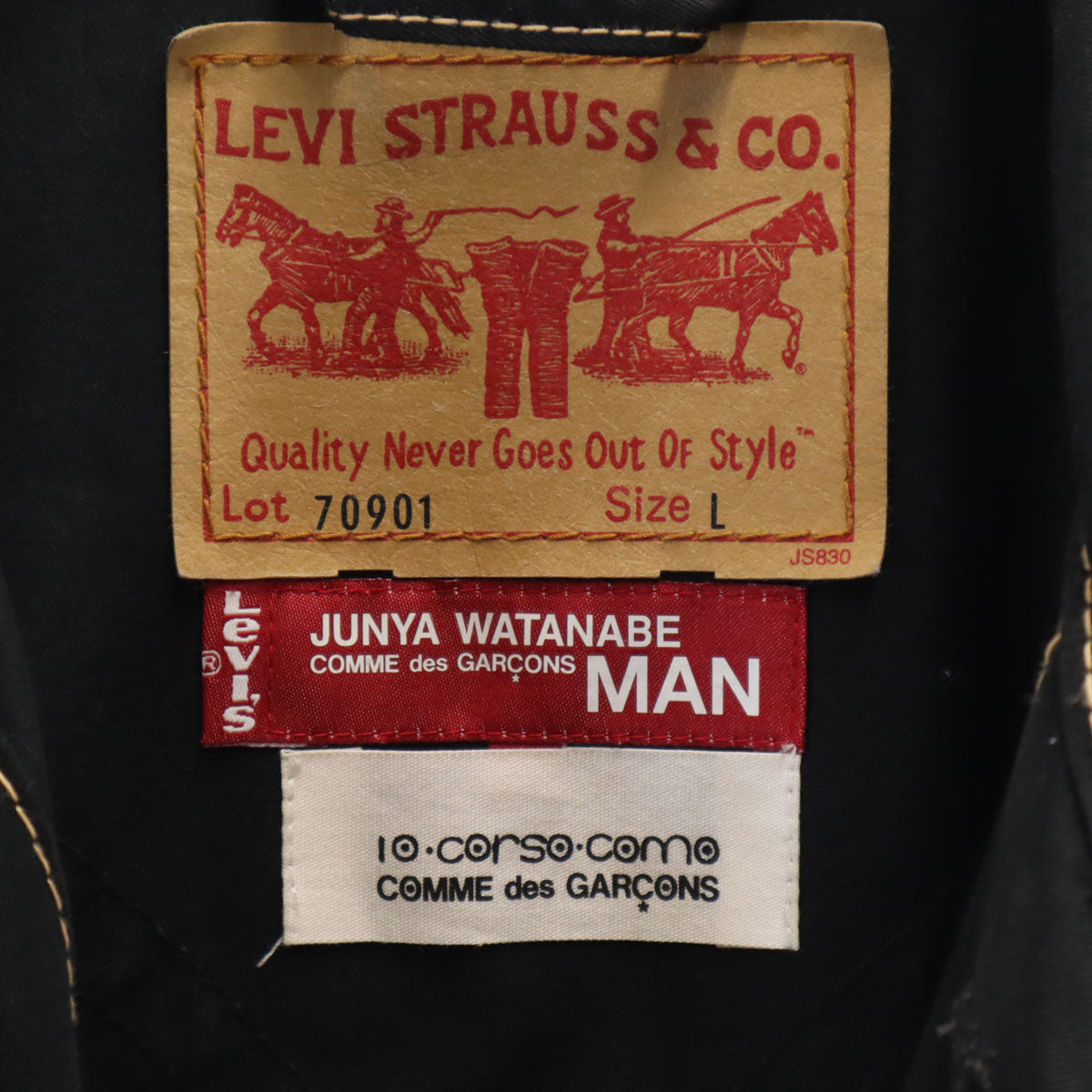 JUNYA WATANABE COMME des GARCONS MAN ジュンヤワタナベコムデギャルソンマン 2002年 Levi's リーバイス コラボ 日本製 トラッカー ジャケット L ブラック メンズ