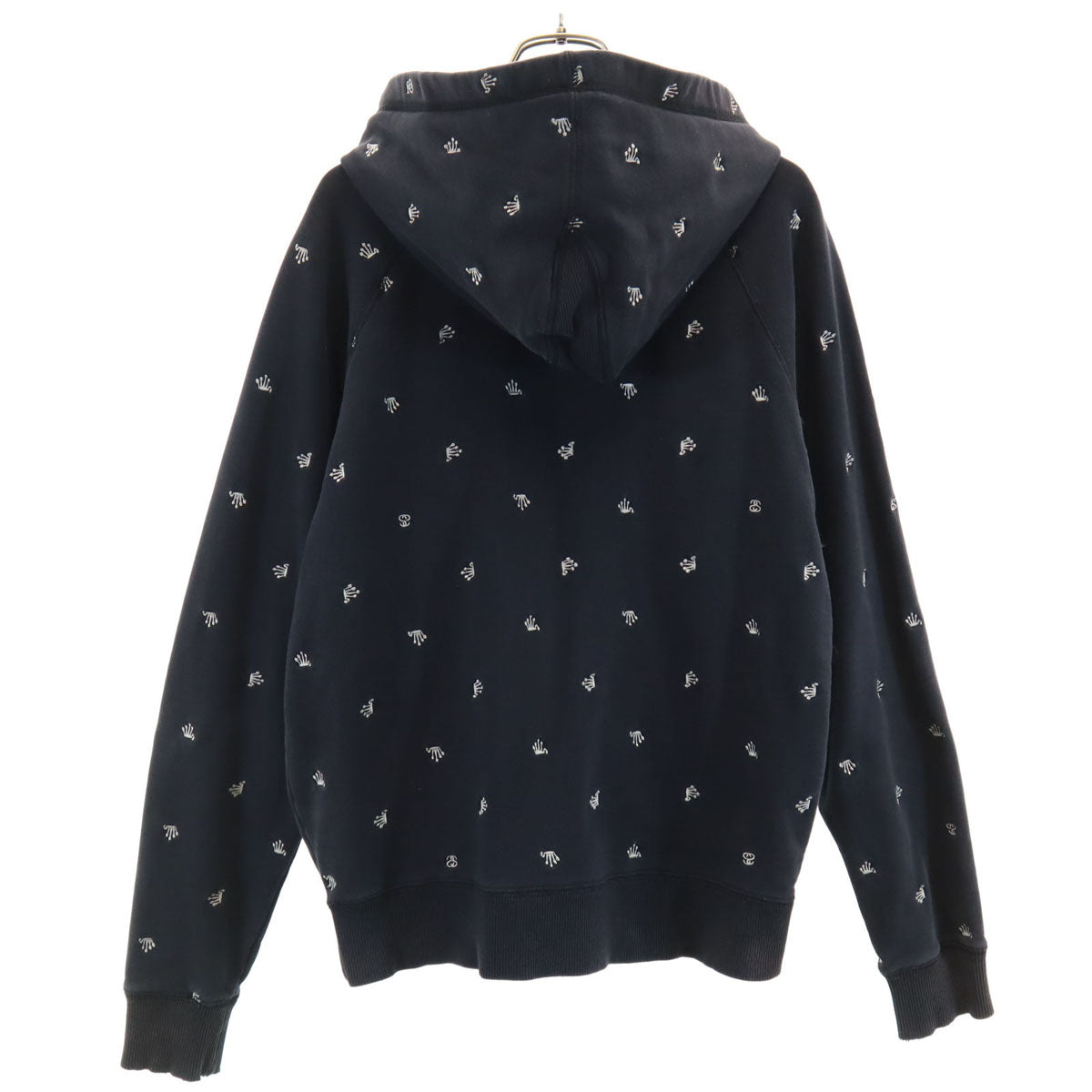 STUSSY ステューシー 総柄 長袖 ジップパーカー S ネイビー メンズ