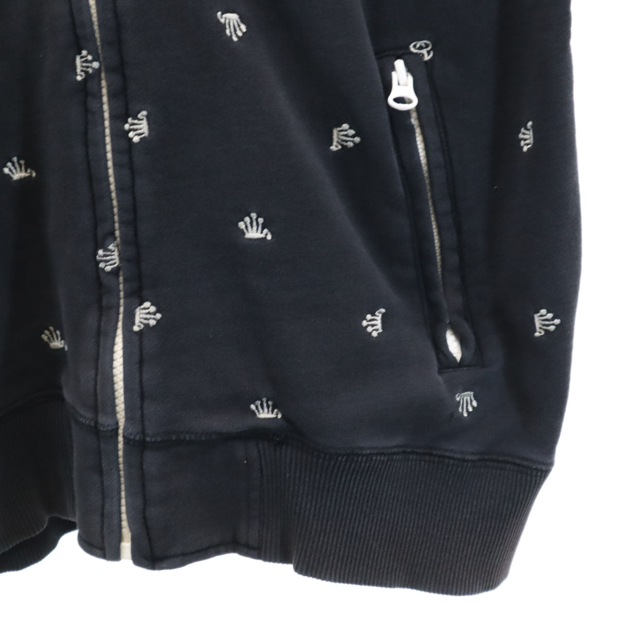 STUSSY ステューシー 総柄 長袖 ジップパーカー S ネイビー メンズ