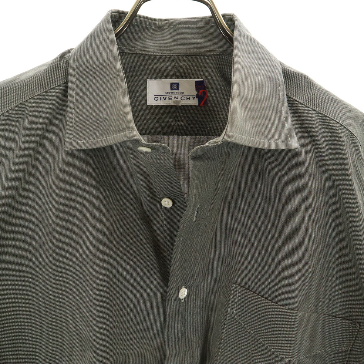 GIVENCHY ジバンシィ 90s 日本製 オールド 長袖 コットンシャツ 48 グレー系 メンズ
