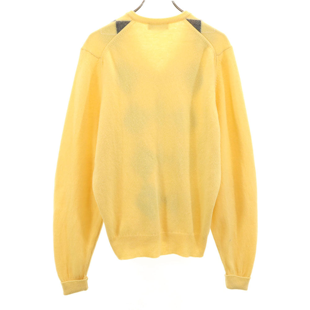 Burberrys バーバリーズ 90s スコットランド製 オールド アーガイル柄 長袖 Vネック セーター 40 イエロー ニット メンズ