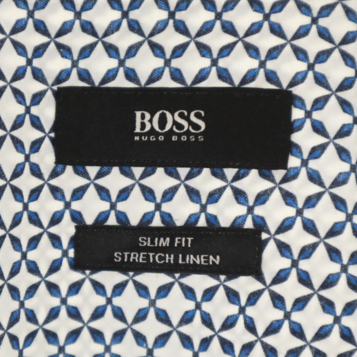 BOSS ボス イタリア製 総柄 長袖 シャツ 17A ブルー メンズ