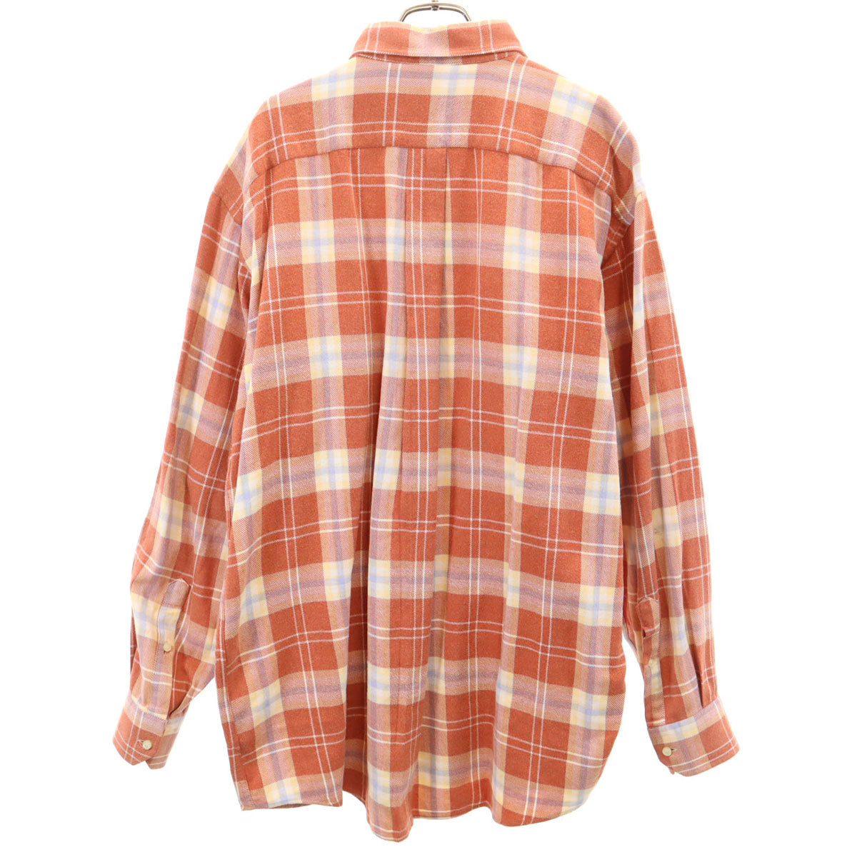 ETRO エトロ イタリア製 チェック柄 長袖 ボタンダウンシャツ 43 オレンジブラウン メンズ