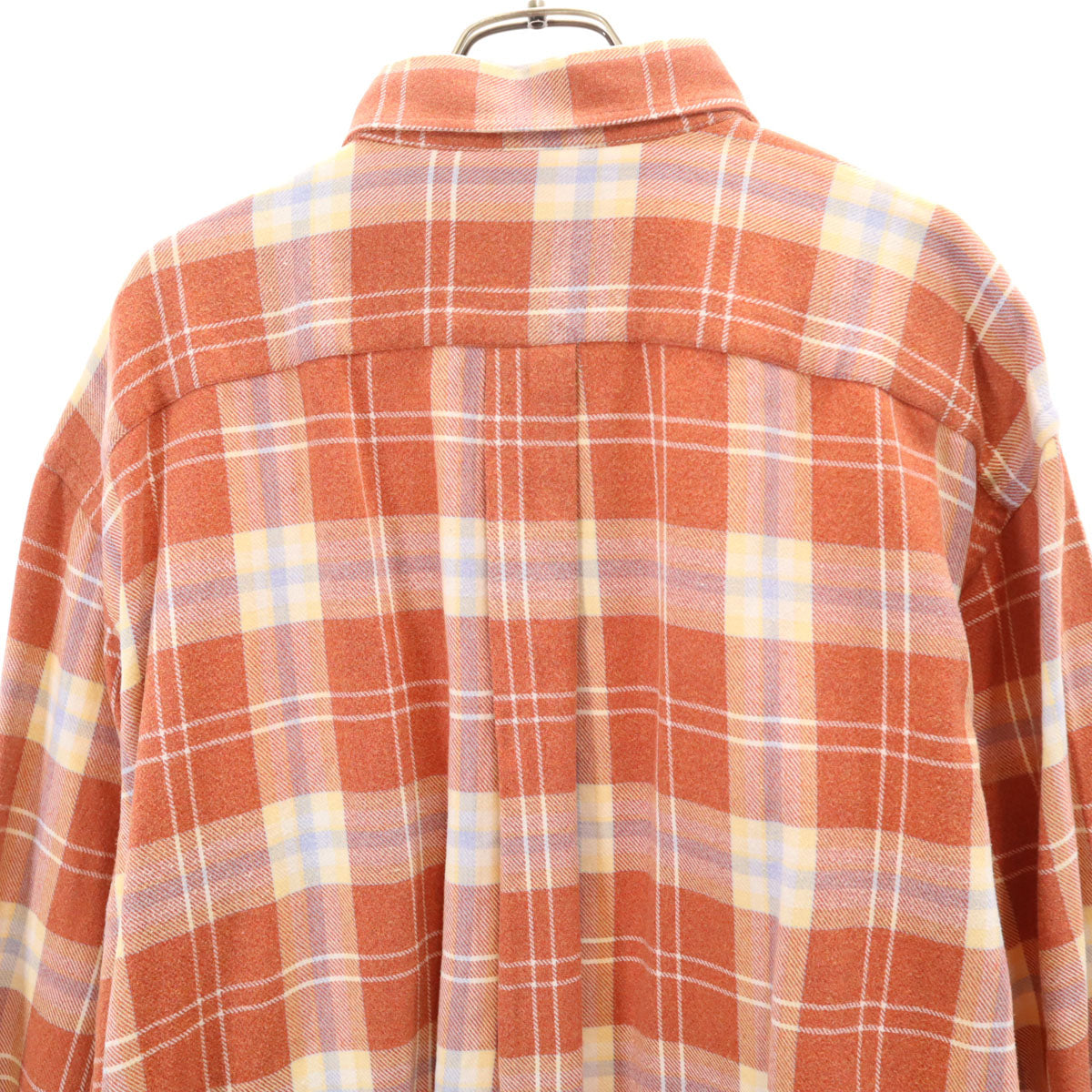 ETRO エトロ イタリア製 チェック柄 長袖 ボタンダウンシャツ 43 オレンジブラウン メンズ