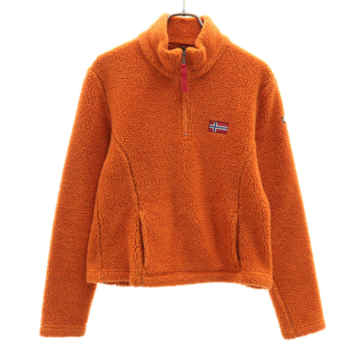 NAPAPIJRI ナパピリ ハーフジップ フリースジャケット M オレンジ プルオーバー ボア キッズ