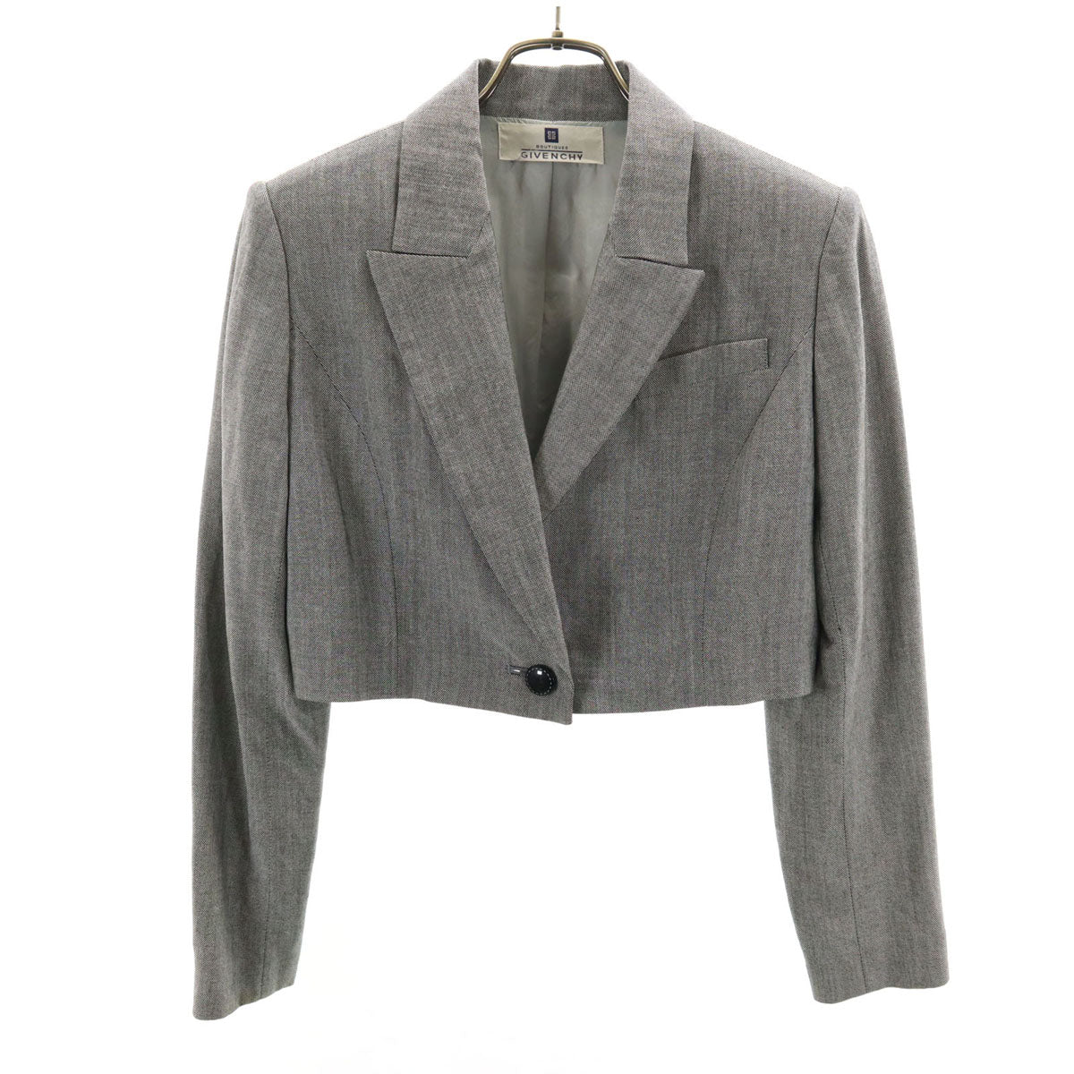 ジバンシイ 90s シルクブレンド オールド ショート テーラードジャケット 38 グレー系 レディース