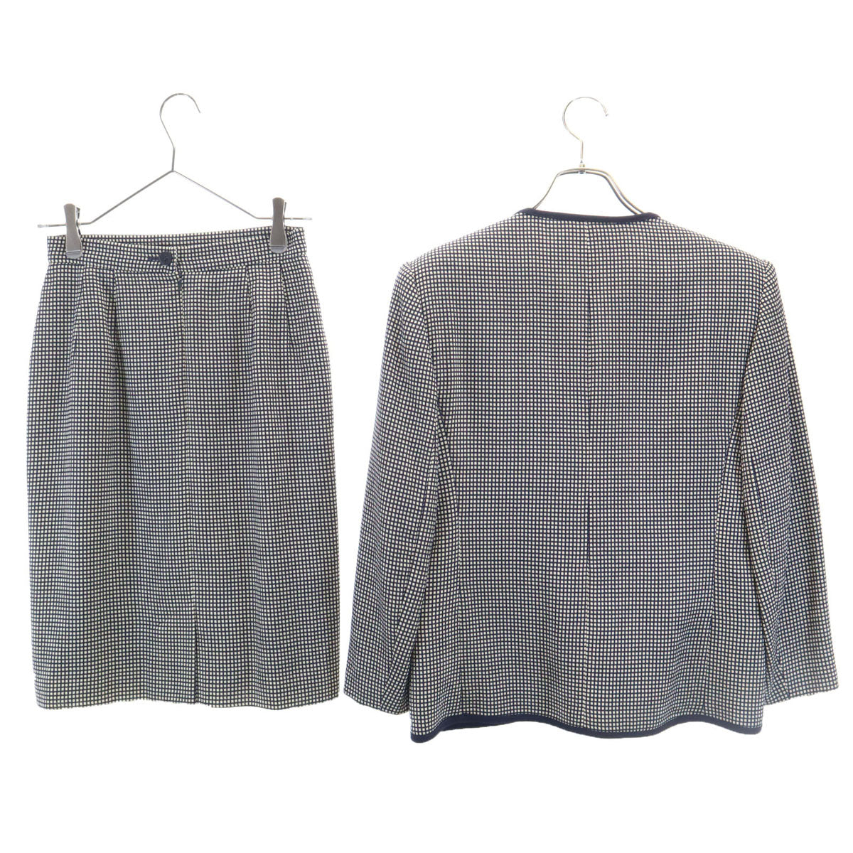 JAEGER イエーガー チェック スカートスーツ 上下 セットアップ USA8/6 ブラック系 レディース
