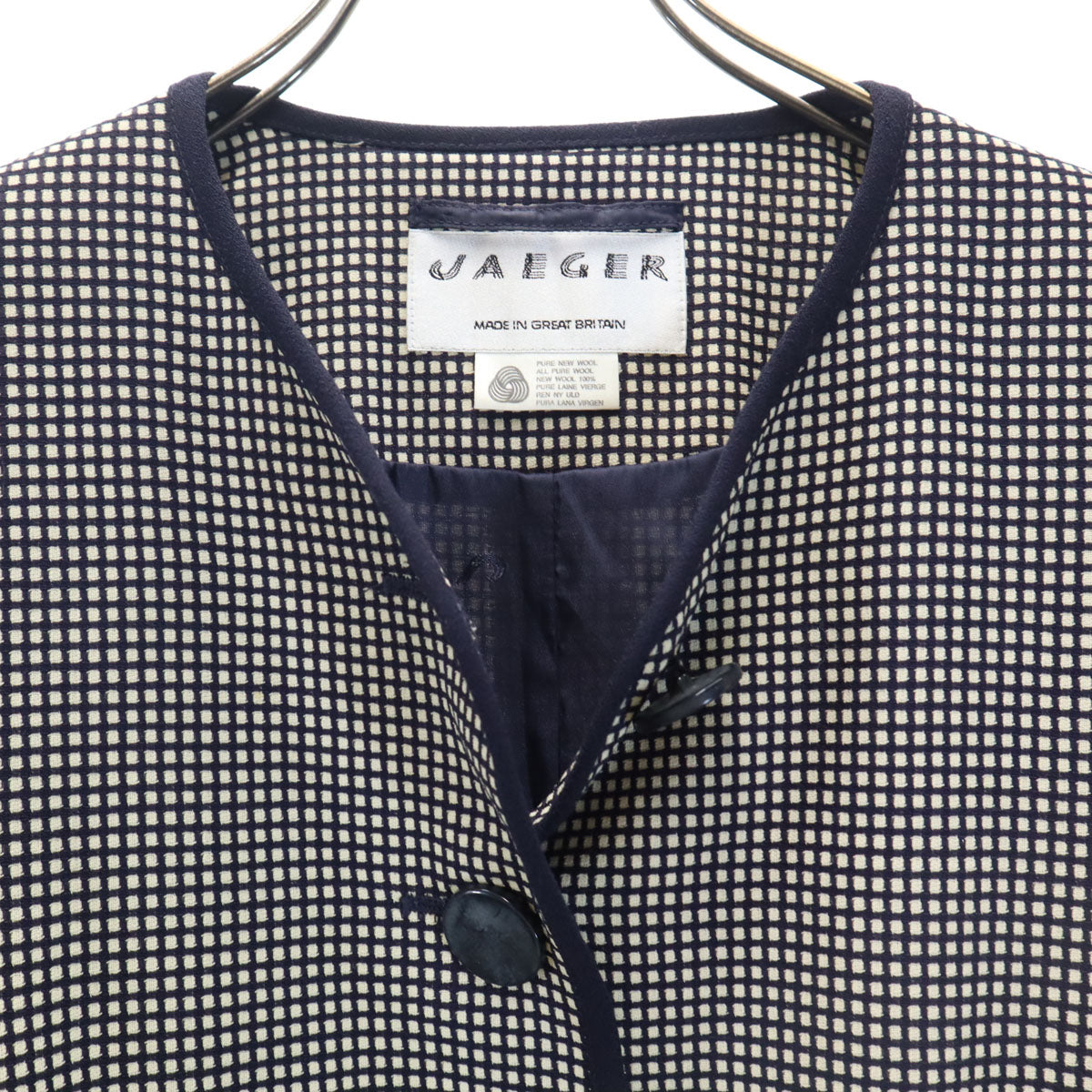 JAEGER イエーガー チェック スカートスーツ 上下 セットアップ USA8/6 ブラック系 レディース