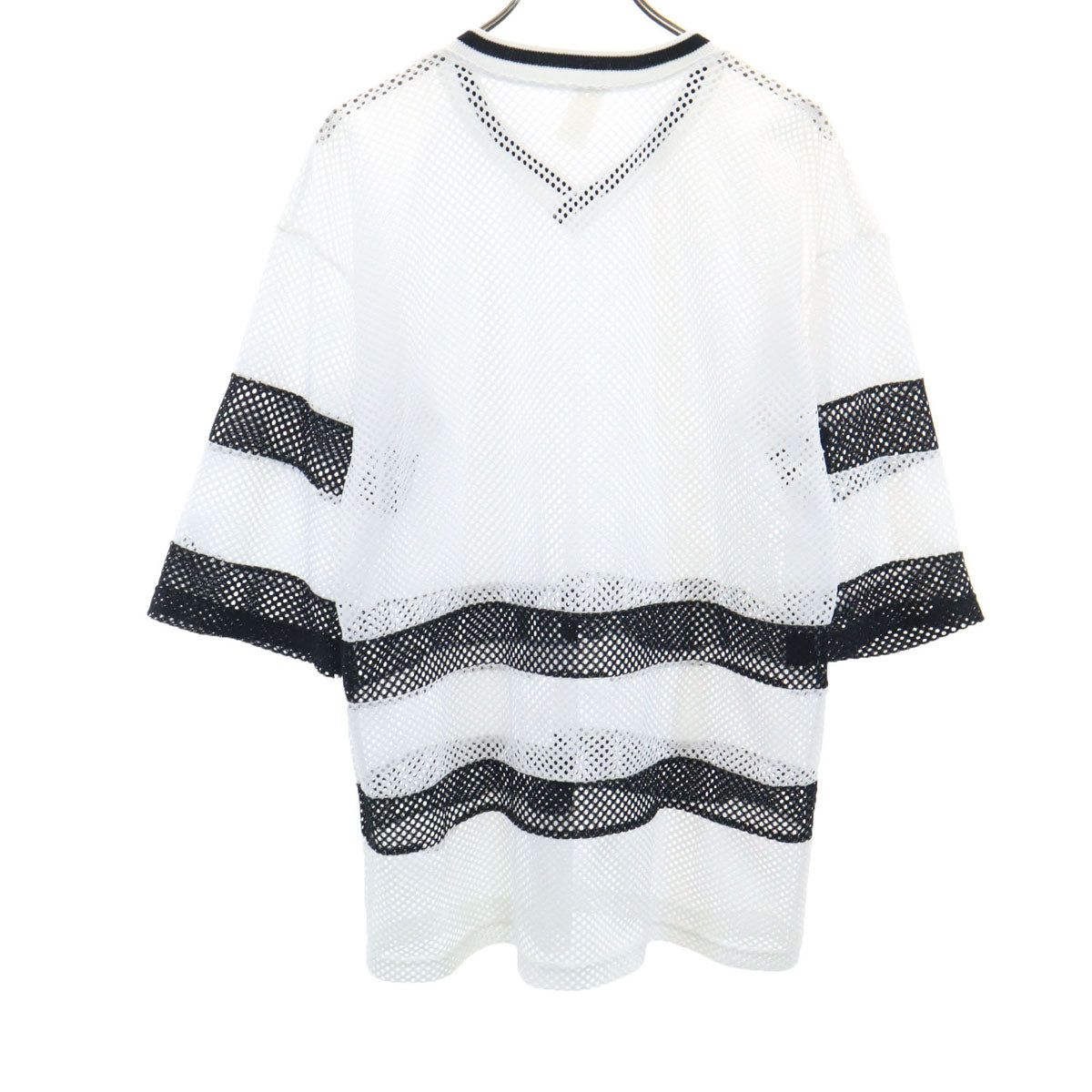 OLD オールド 90s USA製 7分袖 メッシュ ピステ L ホワイト トップス メンズ