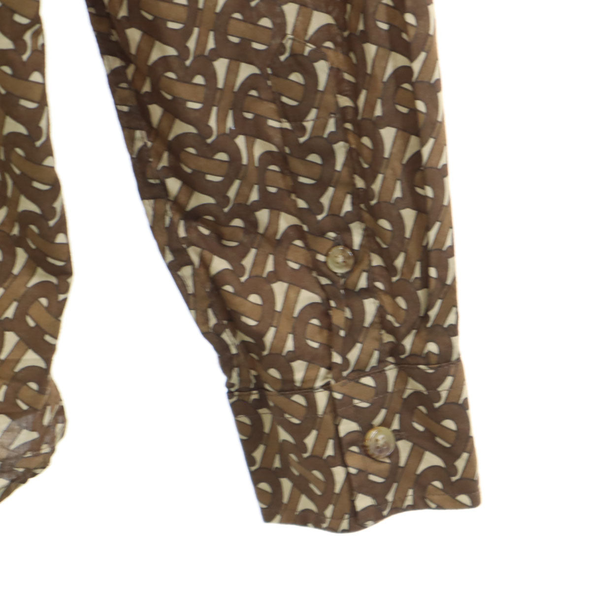 BURBERRY バーバリー 総柄 長袖 コットンシャツ M ブラウン メンズ