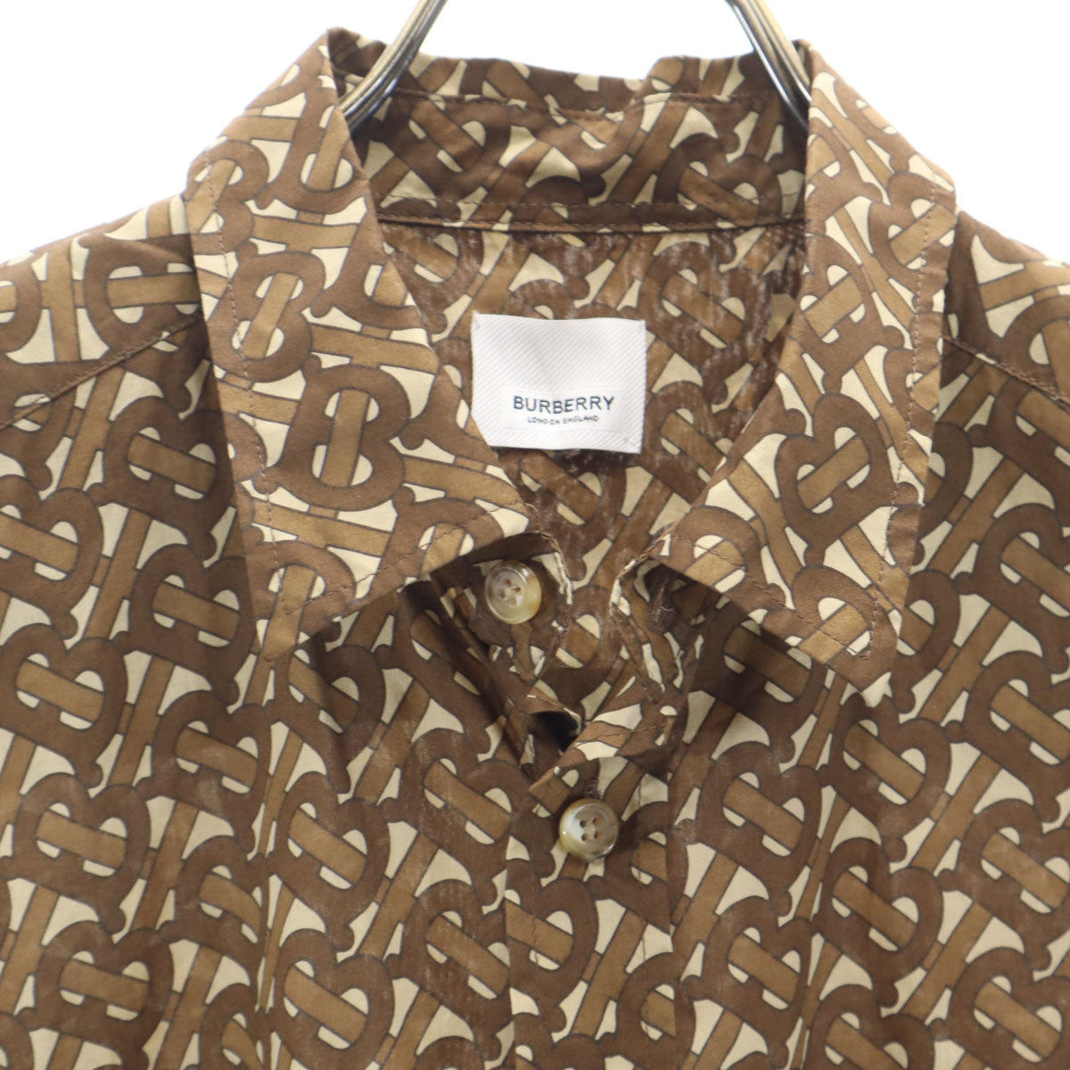 BURBERRY バーバリー 総柄 長袖 コットンシャツ M ブラウン メンズ