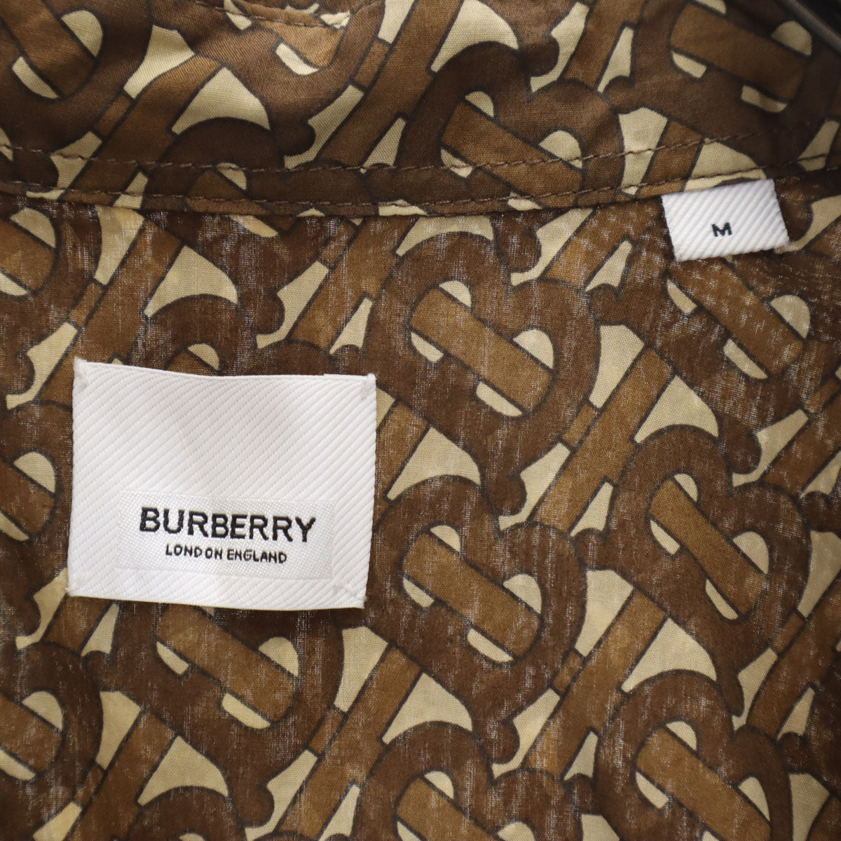 BURBERRY バーバリー 総柄 長袖 コットンシャツ M ブラウン メンズ