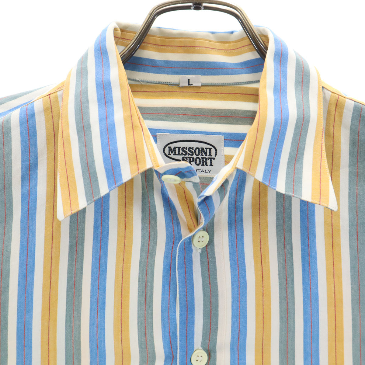 MISSONI SPORT ミッソーニスポーツ イタリア製 ストライプ柄 長袖 コットンシャツ L マルチ メンズ