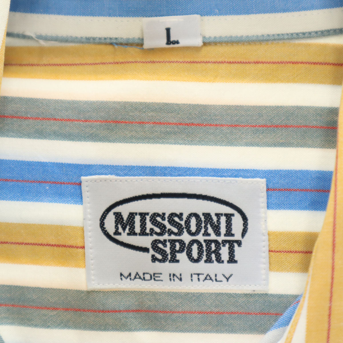 MISSONI SPORT ミッソーニスポーツ イタリア製 ストライプ柄 長袖 コットンシャツ L マルチ メンズ