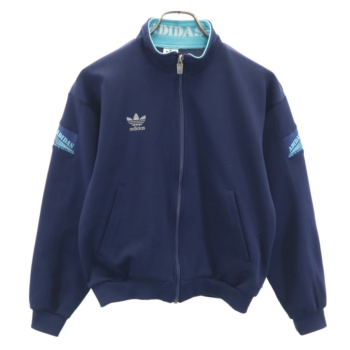 adidas アディダス 80s デサント製 ヴィンテージ トレフォイルロゴ トラックジャケット 160 ネイビー ジャージ キッズ