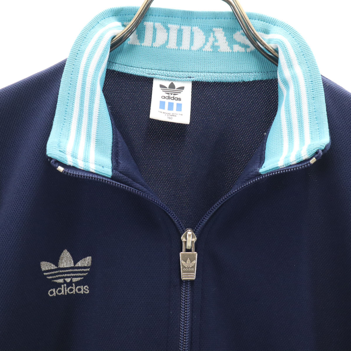 adidas アディダス 80s デサント製 ヴィンテージ トレフォイルロゴ トラックジャケット 160 ネイビー ジャージ キッズ