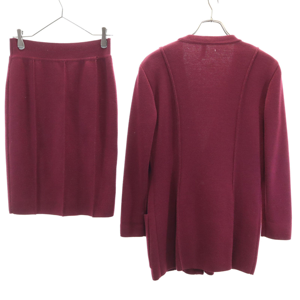 CELINE セリーヌ 80s 90s イタリア製 ウールブレンド オールド 長袖 カーディガン 上下 セットアップ 38 バーガンディ レディース