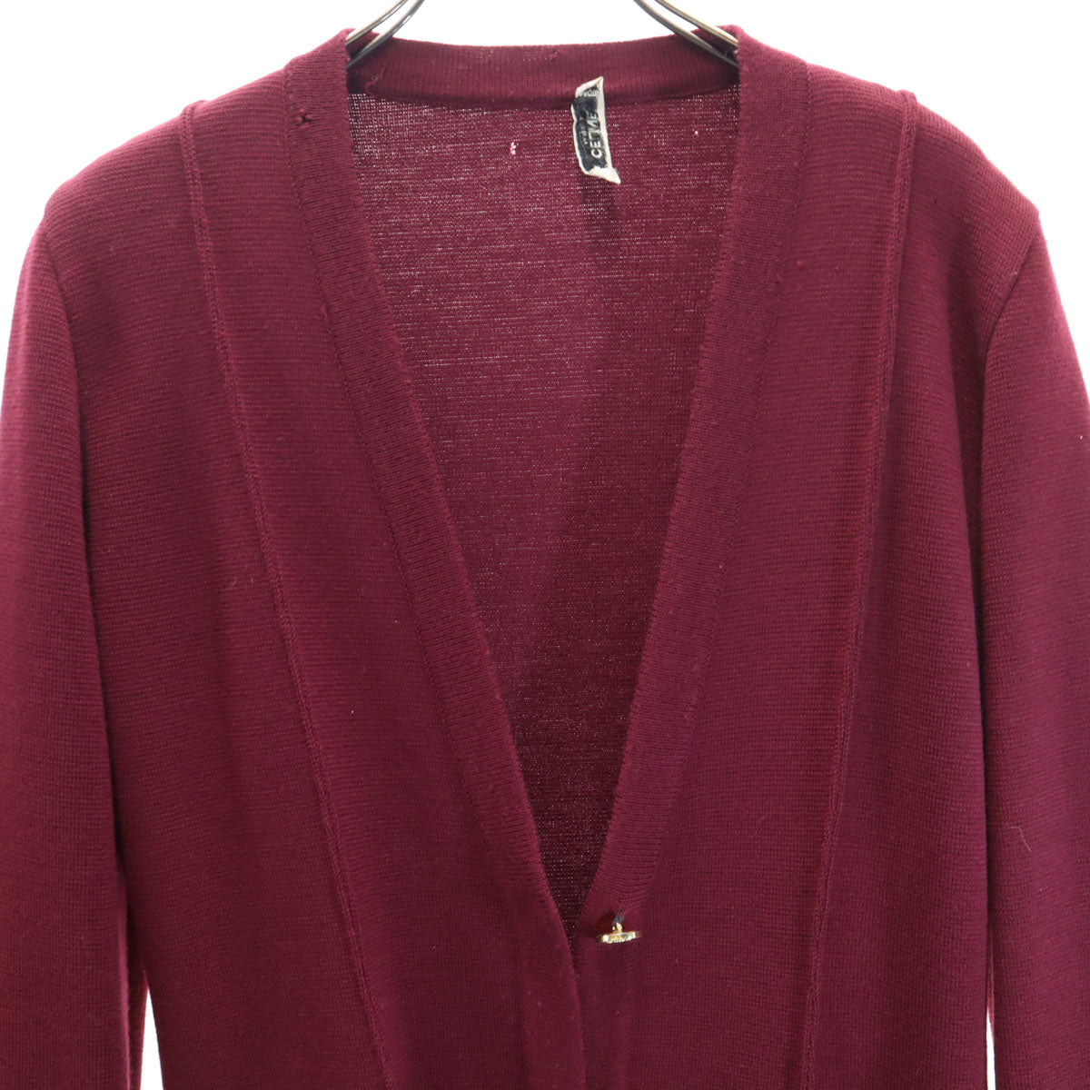 CELINE セリーヌ 80s 90s イタリア製 ウールブレンド オールド 長袖 カーディガン 上下 セットアップ 38 バーガンディ レディース