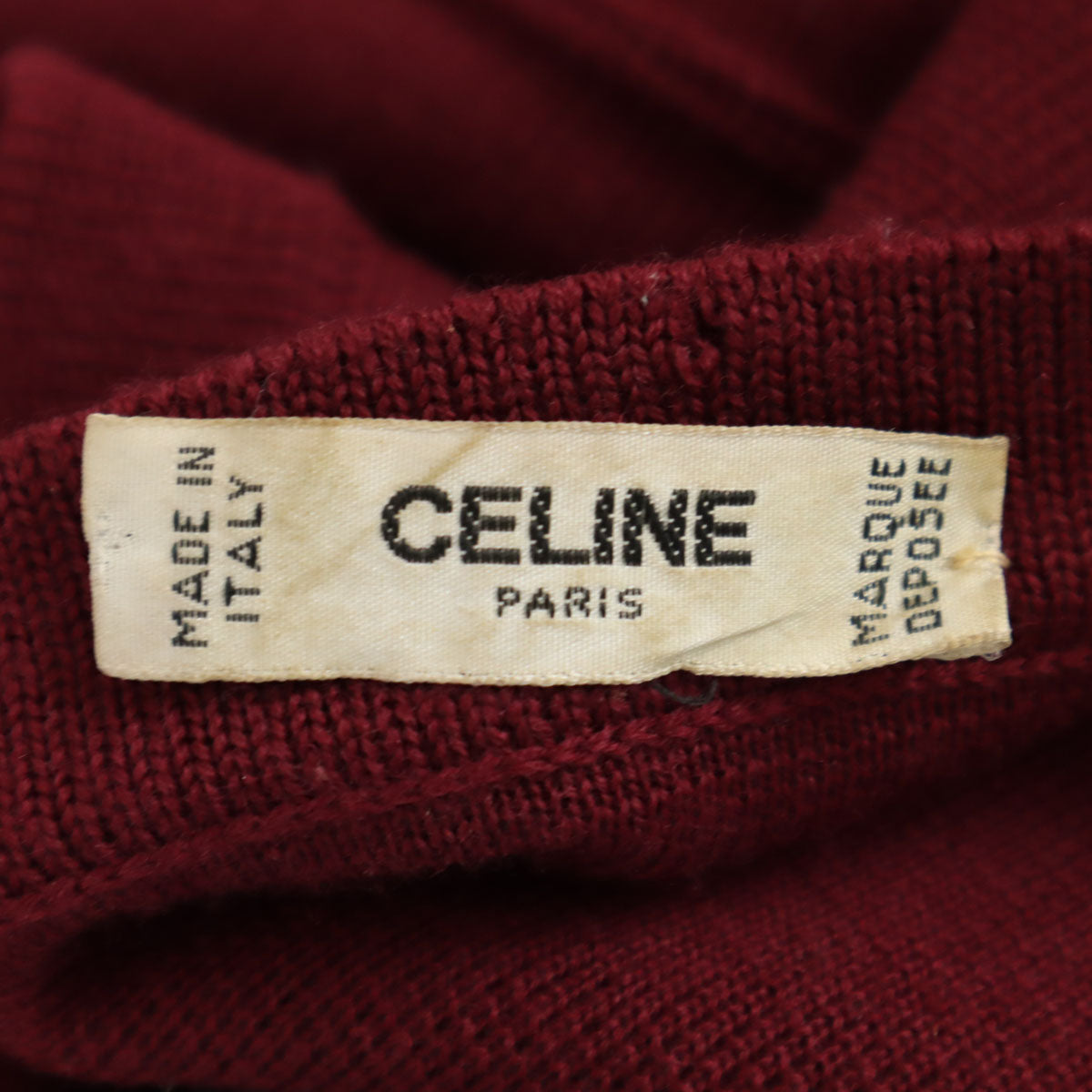 CELINE セリーヌ 80s 90s イタリア製 ウールブレンド オールド 長袖 カーディガン 上下 セットアップ 38 バーガンディ レディース