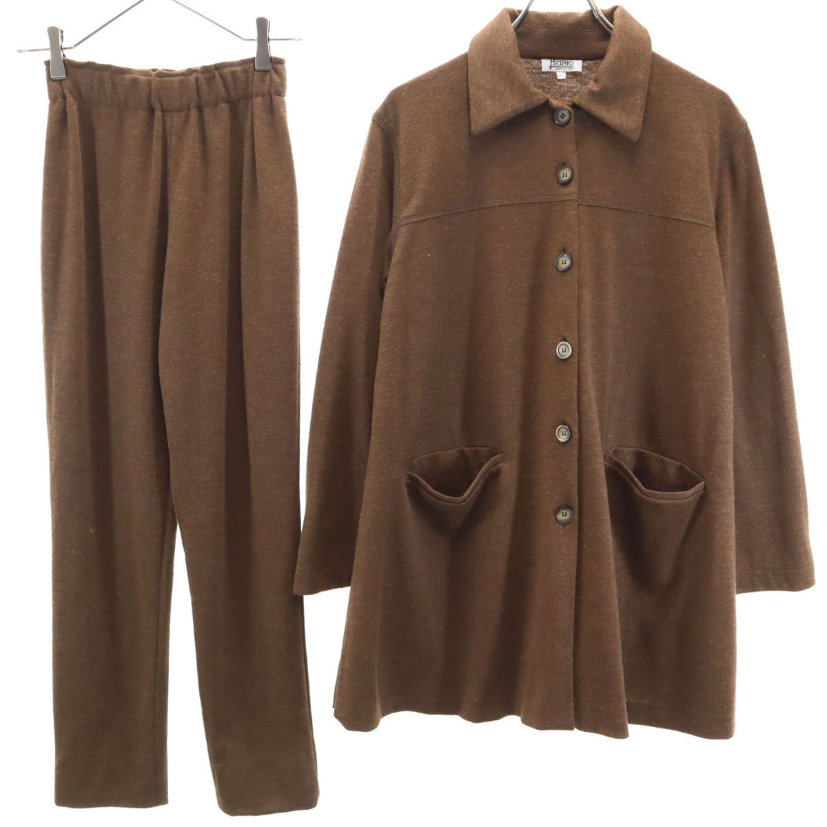 Herno ヘルノ 90s イタリア製 オールド ウールコート 上下 セットアップ 42 ブラウン レディース