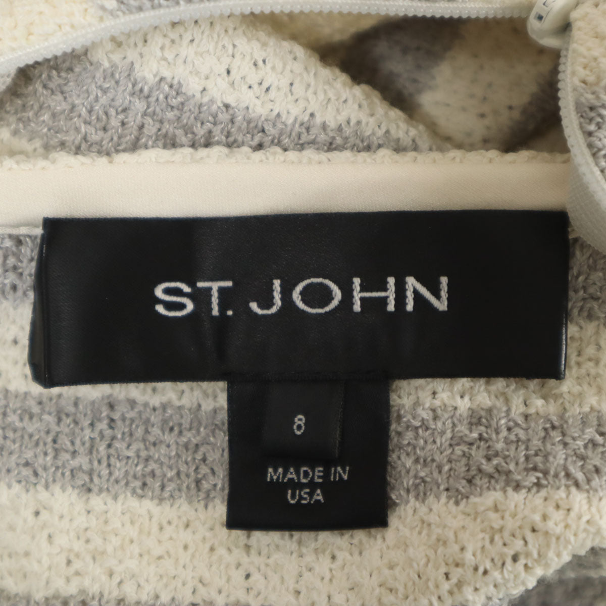 ST.JOHN セントジョン USA製 ボーダー柄 タオル地 テーラードジャケット 上下 セットアップ 10/8 アイボリー レディース