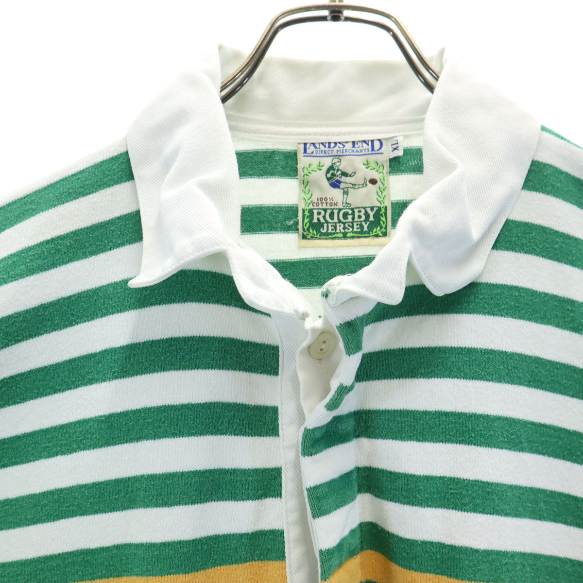 LANDS' END ランズエンド 80s ヴィンテージ ボーダー柄 長袖 ラガーシャツ XL メンズ